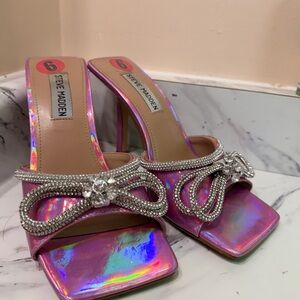 Steve Madden Iridescent Pink Heels with Sparkling Bow